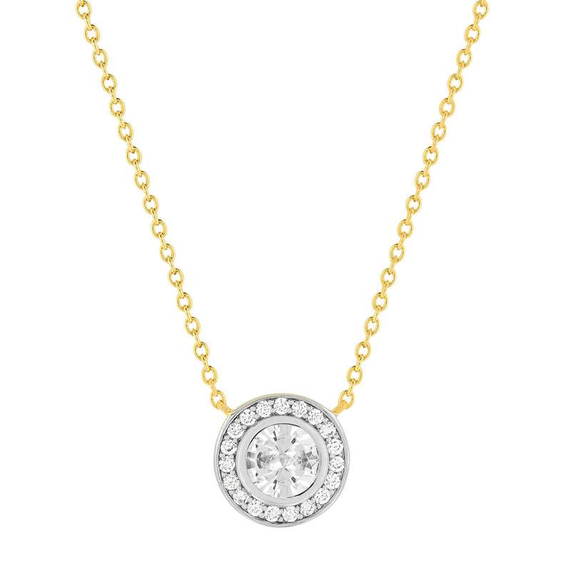 Collier plaque or 2 tons zirconias - vue 1