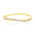 Bracelet plaque or 2 tons zirconias 60mm - vue 1