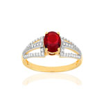 Bague plaque or 2 tons pierre imitation zirconias - vue 1