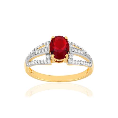 Bague plaque or 2 tons pierre imitation zirconias