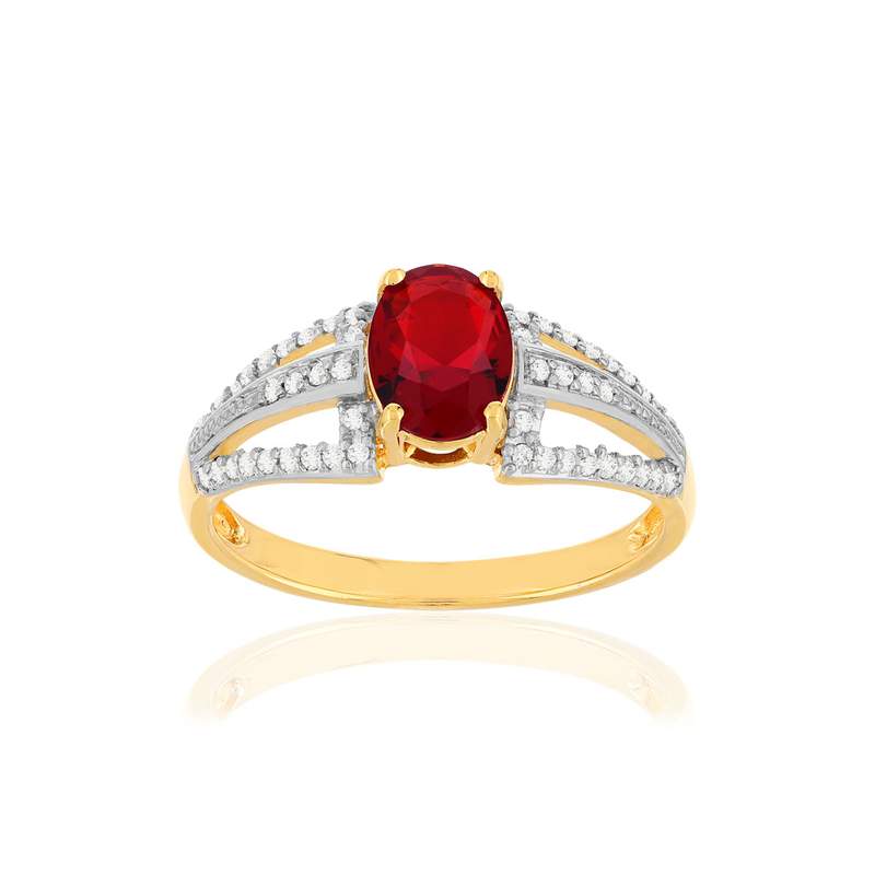 Bague plaque or 2 tons pierre imitation zirconias - vue 1