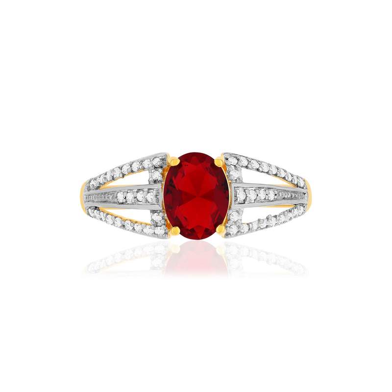 Bague plaque or 2 tons pierre imitation zirconias - vue 3