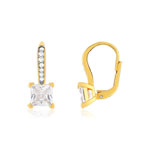 Boucles d'oreilles plaque or 2 tons zirconias - vue 1