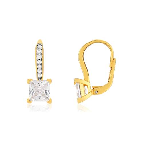 Boucles d'oreilles plaque or 2 tons zirconias