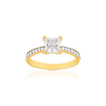 Bague plaque or 2 tons zirconias - vue 1