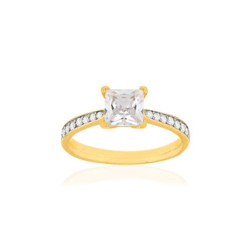 Bague plaque or 2 tons zirconias