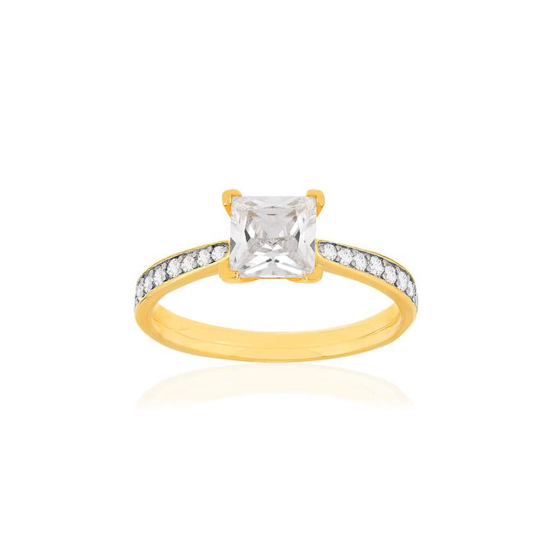 Bague plaque or 2 tons zirconias - vue 1