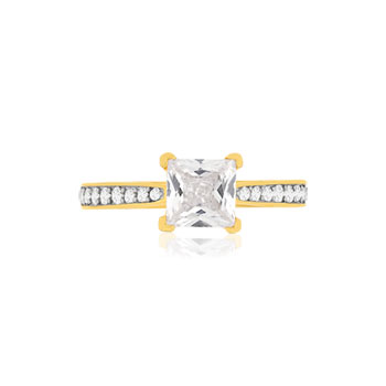 2-tone zirconia gold plate ring