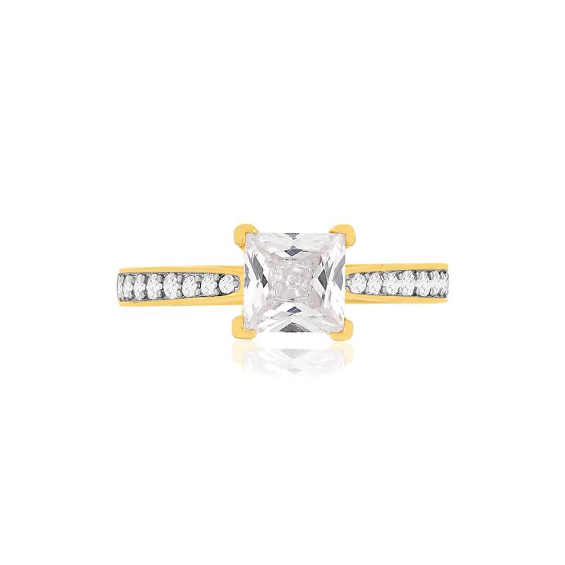 Bague plaque or 2 tons zirconias - vue 3