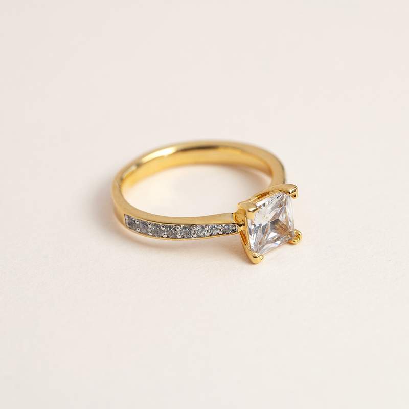 Bague plaque or 2 tons zirconias - vue D3