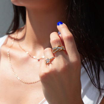 2-tone zirconia gold plate ring