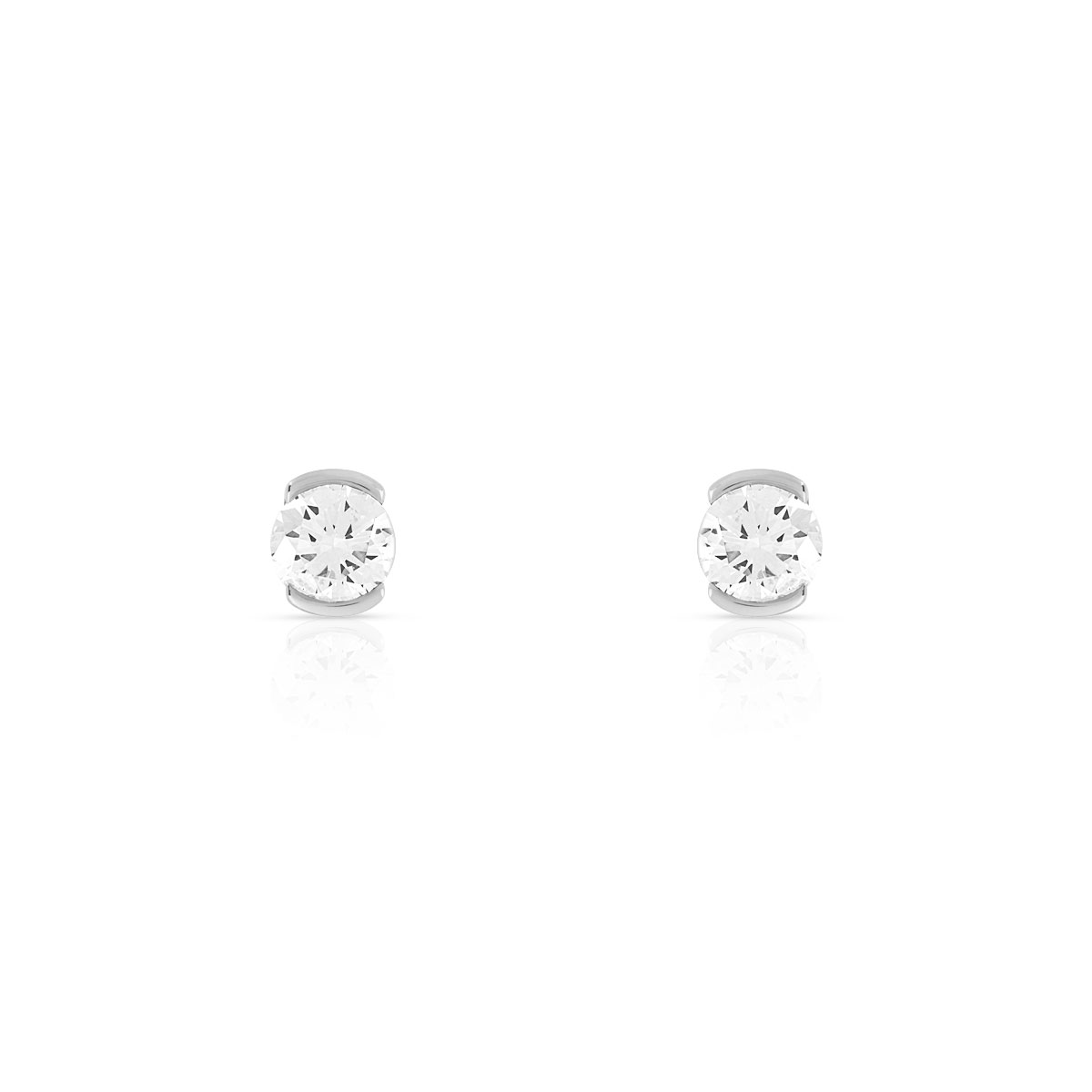 Boucles d'oreilles or blanc 750 diamant 0.40 carat h/p1