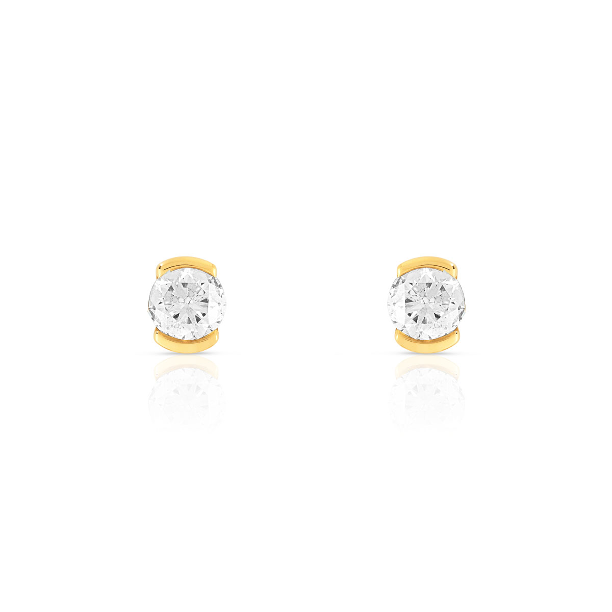 Boucles d'oreilles or jaune 750 diamant 0.40 carat h/p1