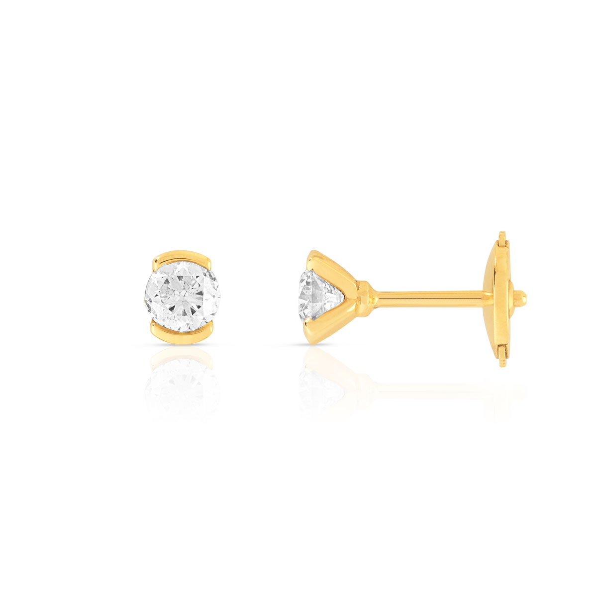 Boucles d'oreilles or jaune 750 diamant 0.40 carat h/p1 - vue D1