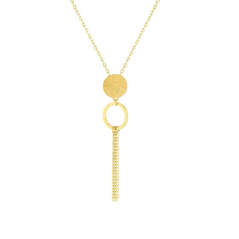 Collier or jaune 750 motif anneau 42 cm - vue 1