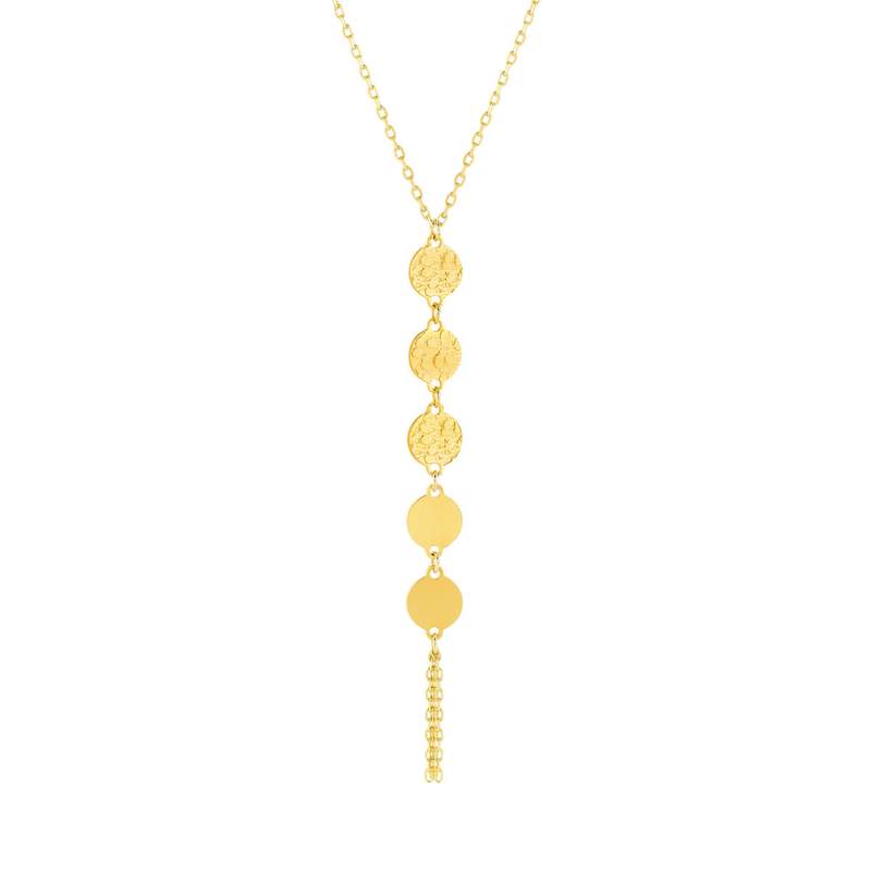 Collier or jaune 750 motif pastille 42 cm - vue 1