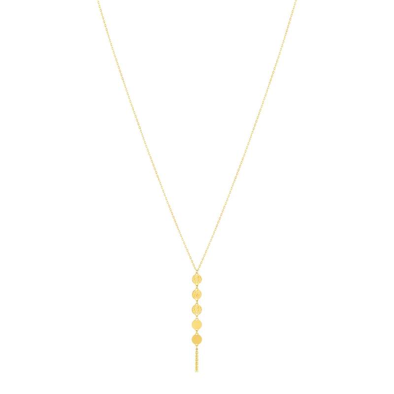 Collier or jaune 750 motif pastille 42 cm - vue 2