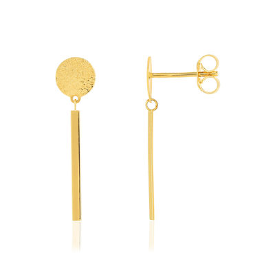 Boucles d'oreilles or jaune 750 pastilles effet satiné
