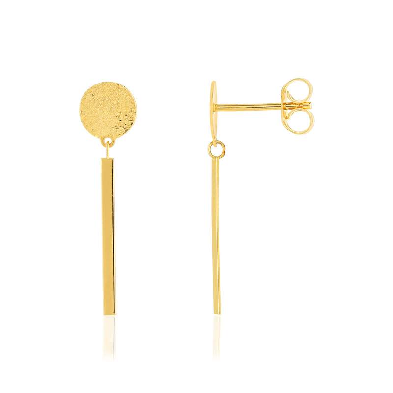 Boucles d'oreilles or jaune 750 pastilles effet satiné - vue 1