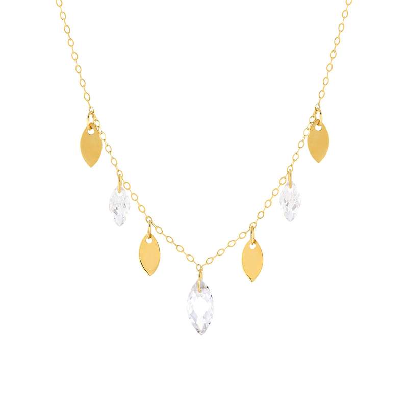 Collier or jaune 750 zirconias 42 cm - vue 1