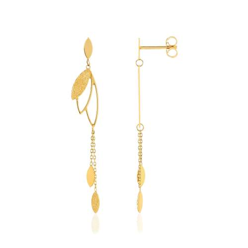 Boucles d'oreilles or jaune 750 motif feuille