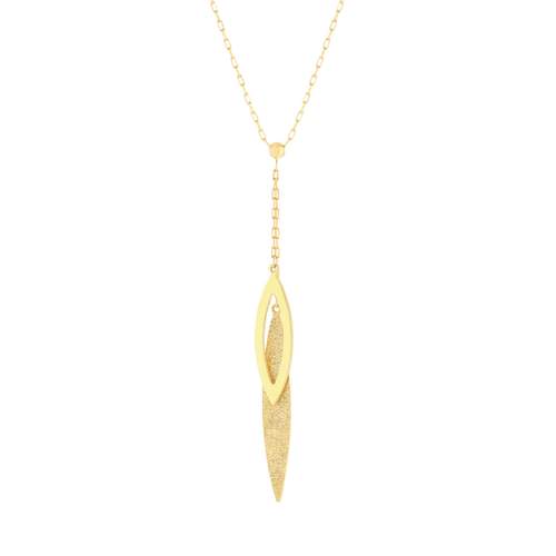 Collier or jaune 750 motif feuille 42 cm