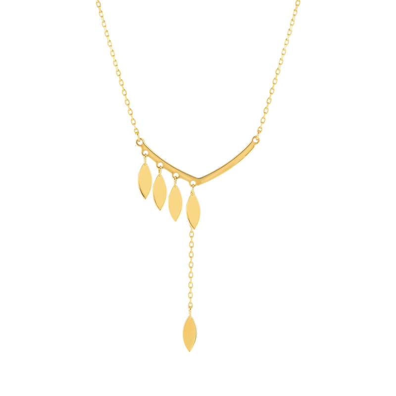 Collier or jaune 750 feuille en pampille 42 cm - vue 1