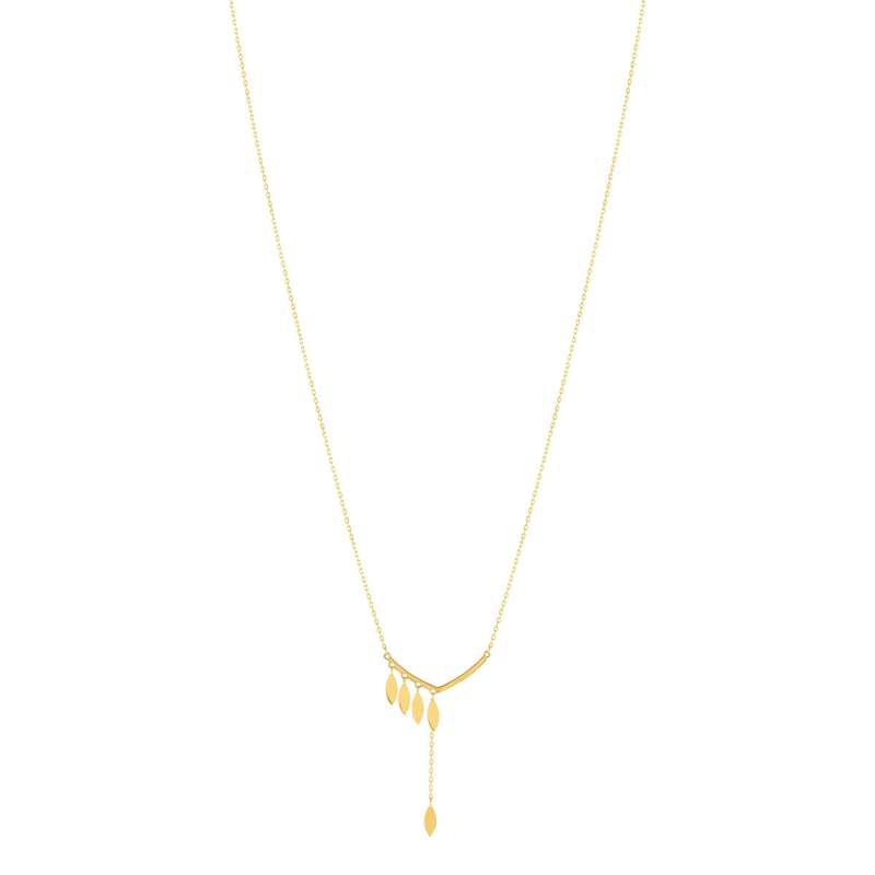 Collier or jaune 750 feuille en pampille 42 cm - vue 2