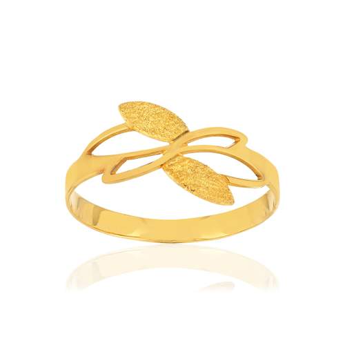 Bague or jaune 750 motif feuille