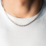 Collier argent 925 maille grain de café 45 cm - vue porté 2