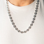 Collier argent 925 maille grain de café 60 cm - vue porté 2