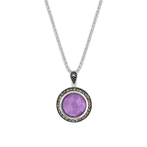 Collier argent amethyste marcassites 45 cm