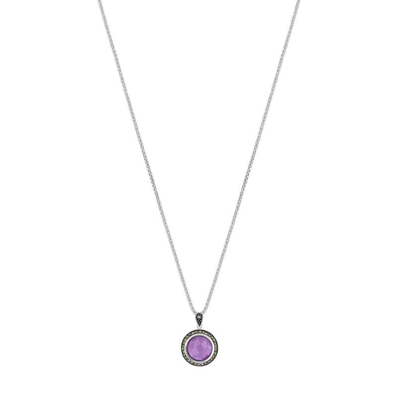 Collier argent amethyste marcassites 45 cm - vue 2
