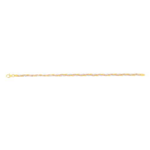 Armband van 375 goud in 3 tinten, 18 cm