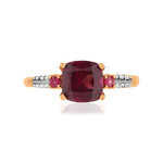 Bague or rose 375 rhodolites diamants - vue 3