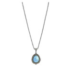 Collier argent 925 turquoise imitation marcassites 45 cm - vue 2