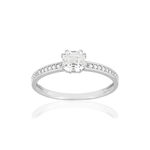 Bague or blanc 375 zirconias - vue 1
