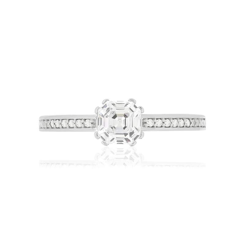 Bague or blanc 375 zirconias - vue 3