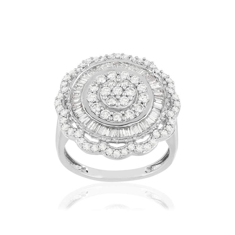Bague or blanc 750 diamants - vue 1