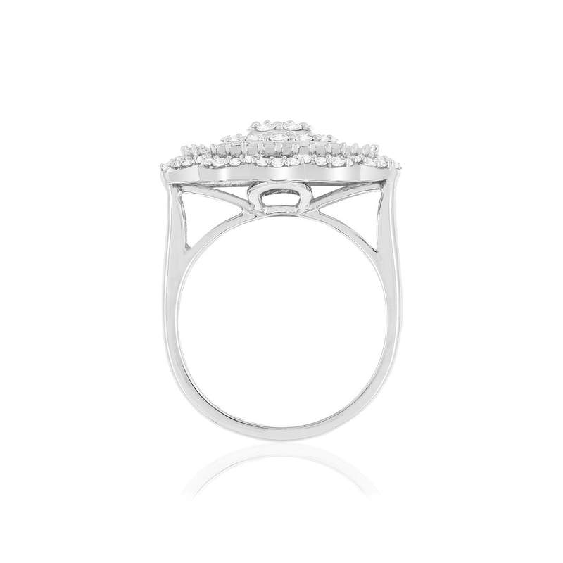 Bague or blanc 750 diamants - vue 2