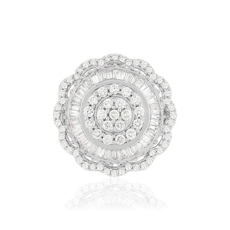 Bague or blanc 750 diamants - vue 3