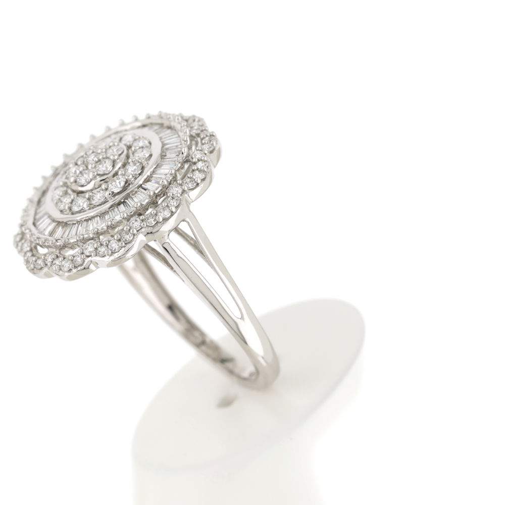 Bague or blanc 750 diamants - vue 5