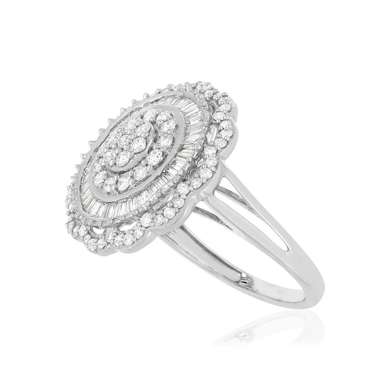 Bague or blanc 750 diamants - vue D1