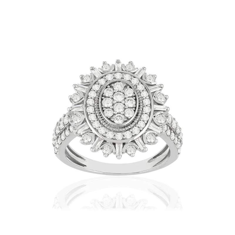 Bague or blanc 750 diamants - vue 1