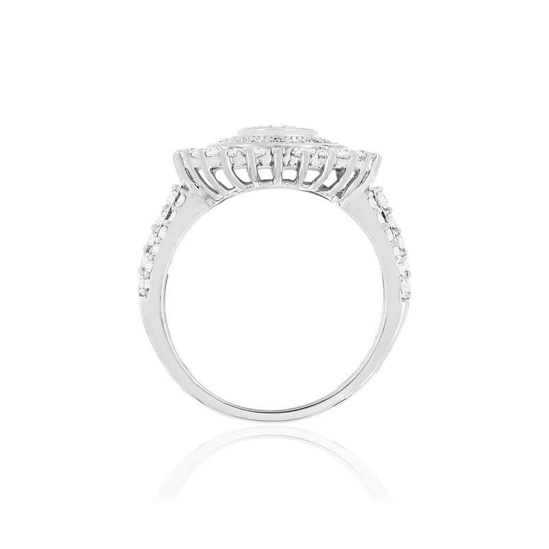 Bague or blanc 750 diamants - vue 2