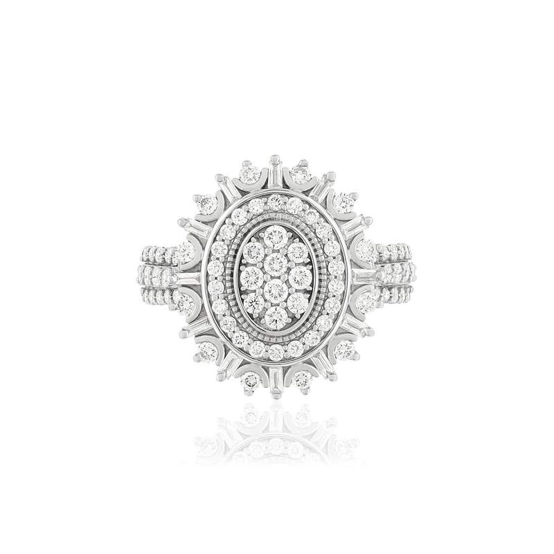 Bague or blanc 750 diamants - vue 3