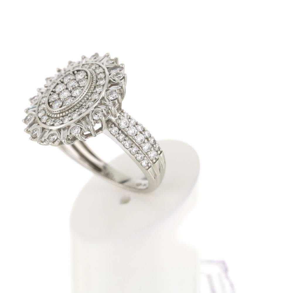 Bague or blanc 750 diamants - vue 4