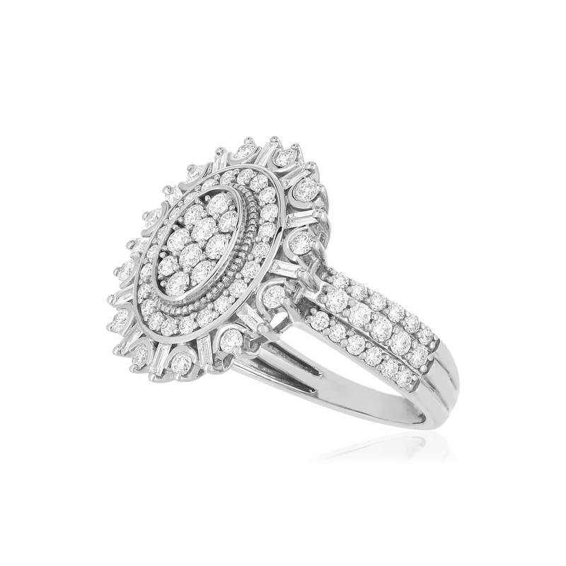 Bague or blanc 750 diamants - vue D1