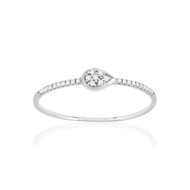 Bague or blanc 375 diamants - vue 1