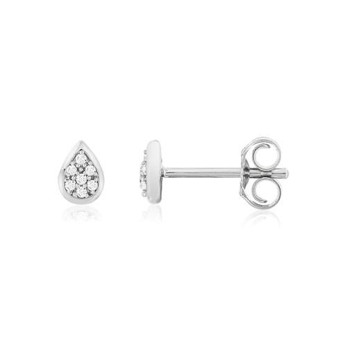 Earrings white gold 375 diamonds drop motif